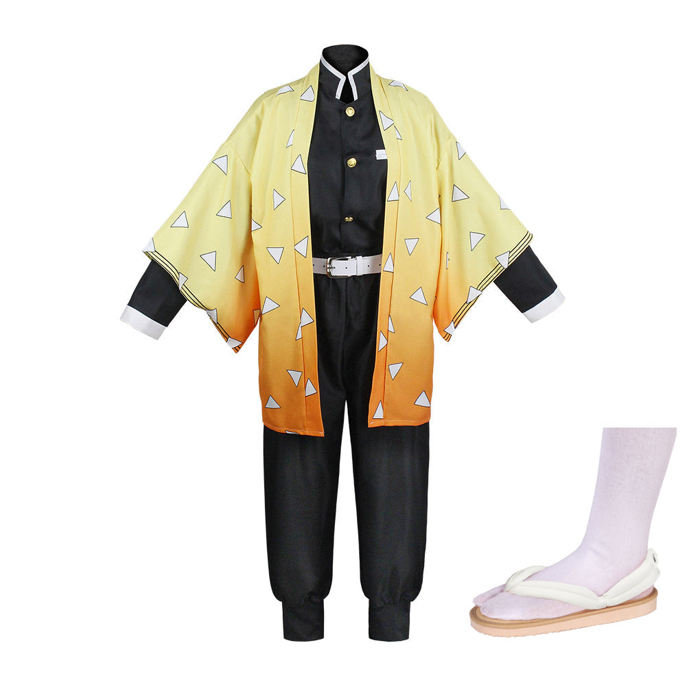 Anime Demon Slayer Adult Agatsuma Zentisu Yellow Uniform Outfit Set Cosplay Costume Halloween Carnival Suit