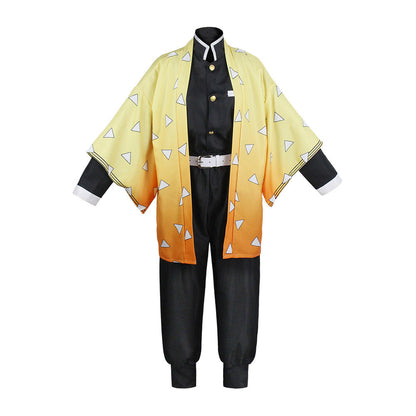 Anime Demon Slayer Adult Agatsuma Zentisu Yellow Uniform Outfit Set Cosplay Costume Halloween Carnival Suit