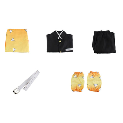 Anime Demon Slayer Adult Agatsuma Zentisu Yellow Uniform Outfit Set Cosplay Costume Halloween Carnival Suit