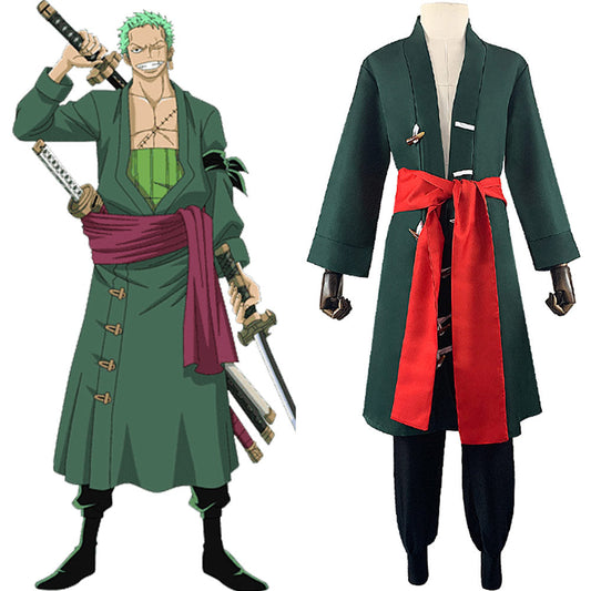 Anime One Piece Roronoa Zoro Green Set Cosplay Costume Outfits Halloween Carnival Suit