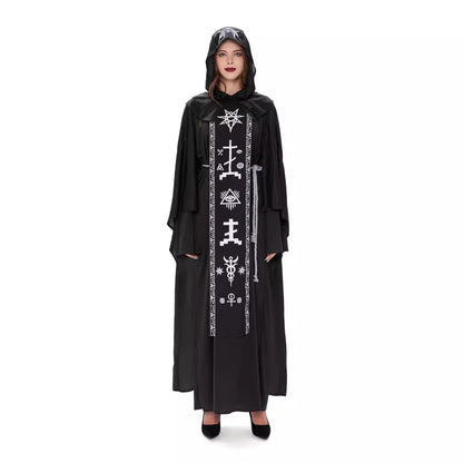 Medieval Black Pope Robe Costume Cosplay Theme Party Stage Costume