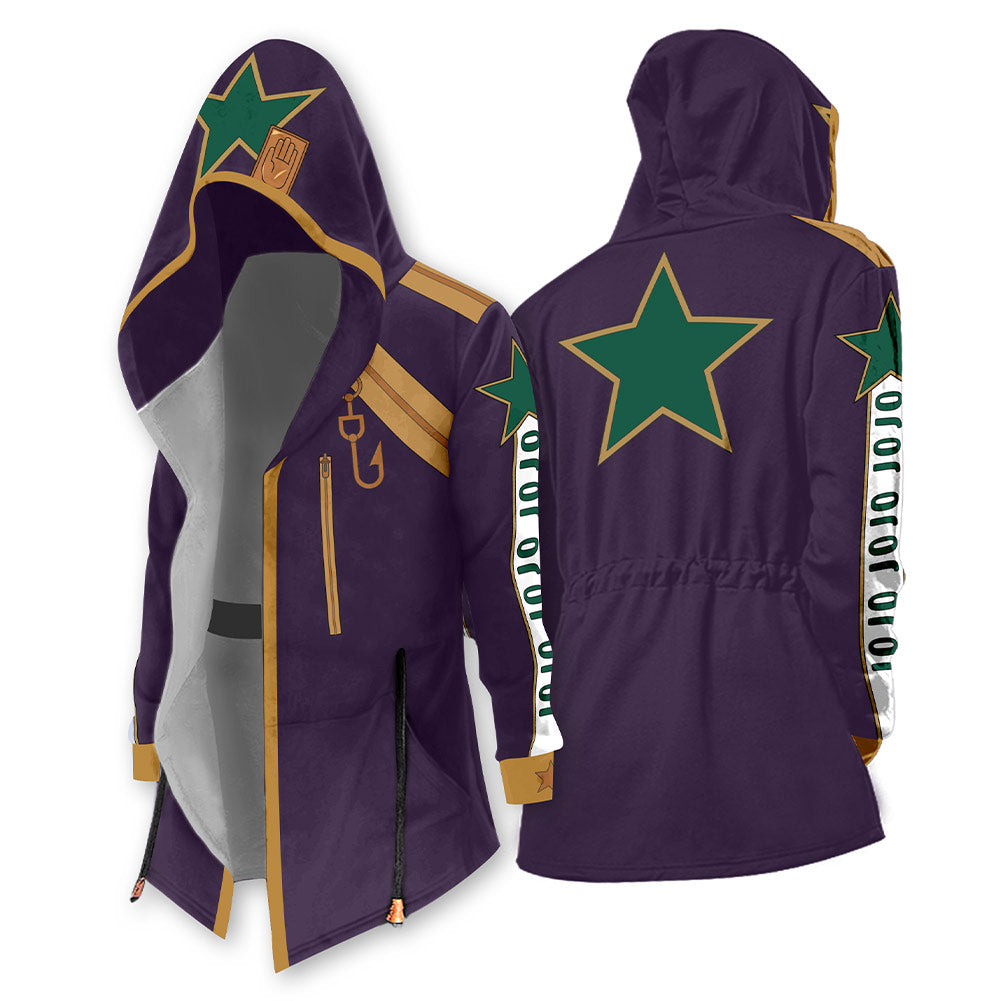 Anime Jotaro Cosplay Hoodie Jacket Coat Long Drawstring Sweatshirt