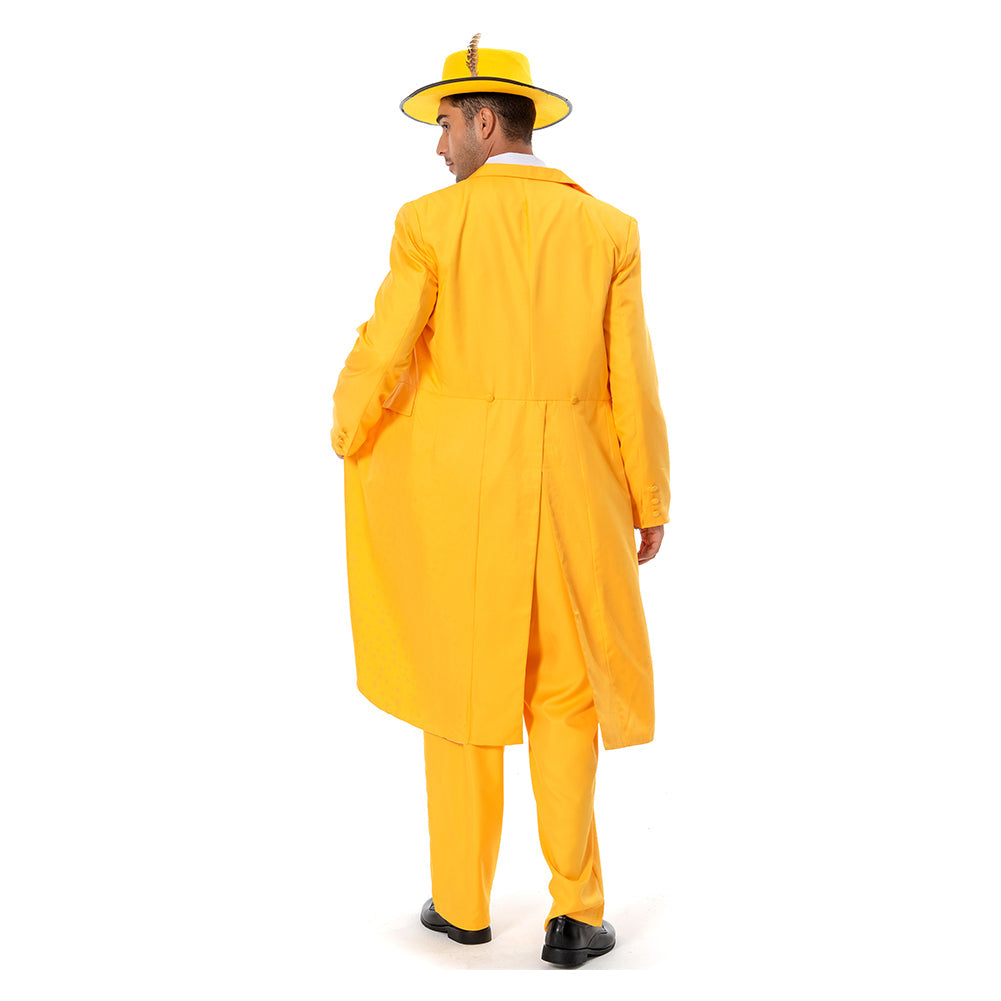 Movie The Mask Jim Carrey Yellow Suit Men Uniform Outfit Cosplay Costume Halloween Carnival Costume