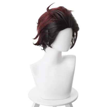 Anime Demon Slayer Tanjirou Wig Outfit Cosplay Halloween Carnival Props