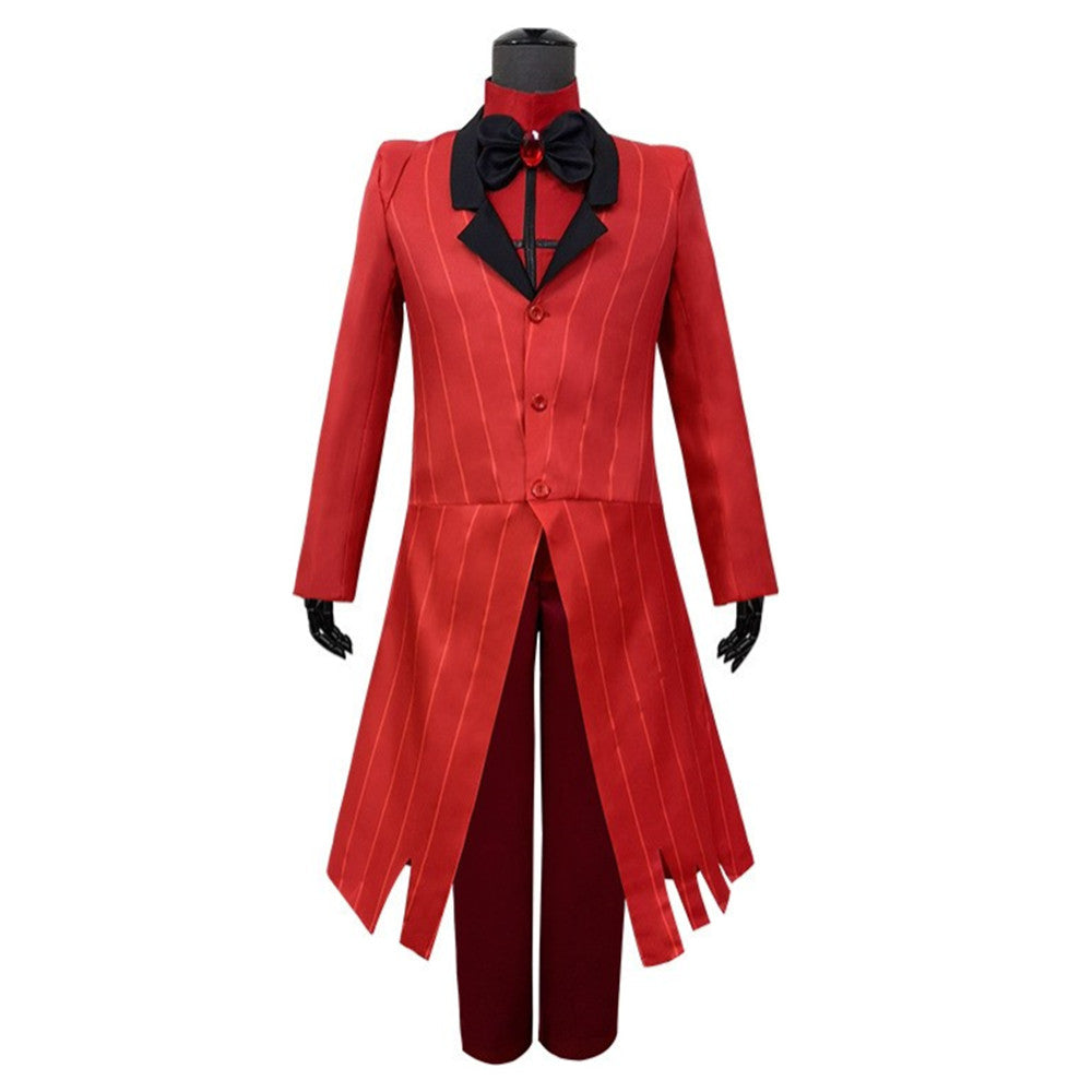 TV Series Hazbin Hotel Alastor Christmas Red Canonicals Outfit Set Cosplay Costume Halloween Carnival Suit