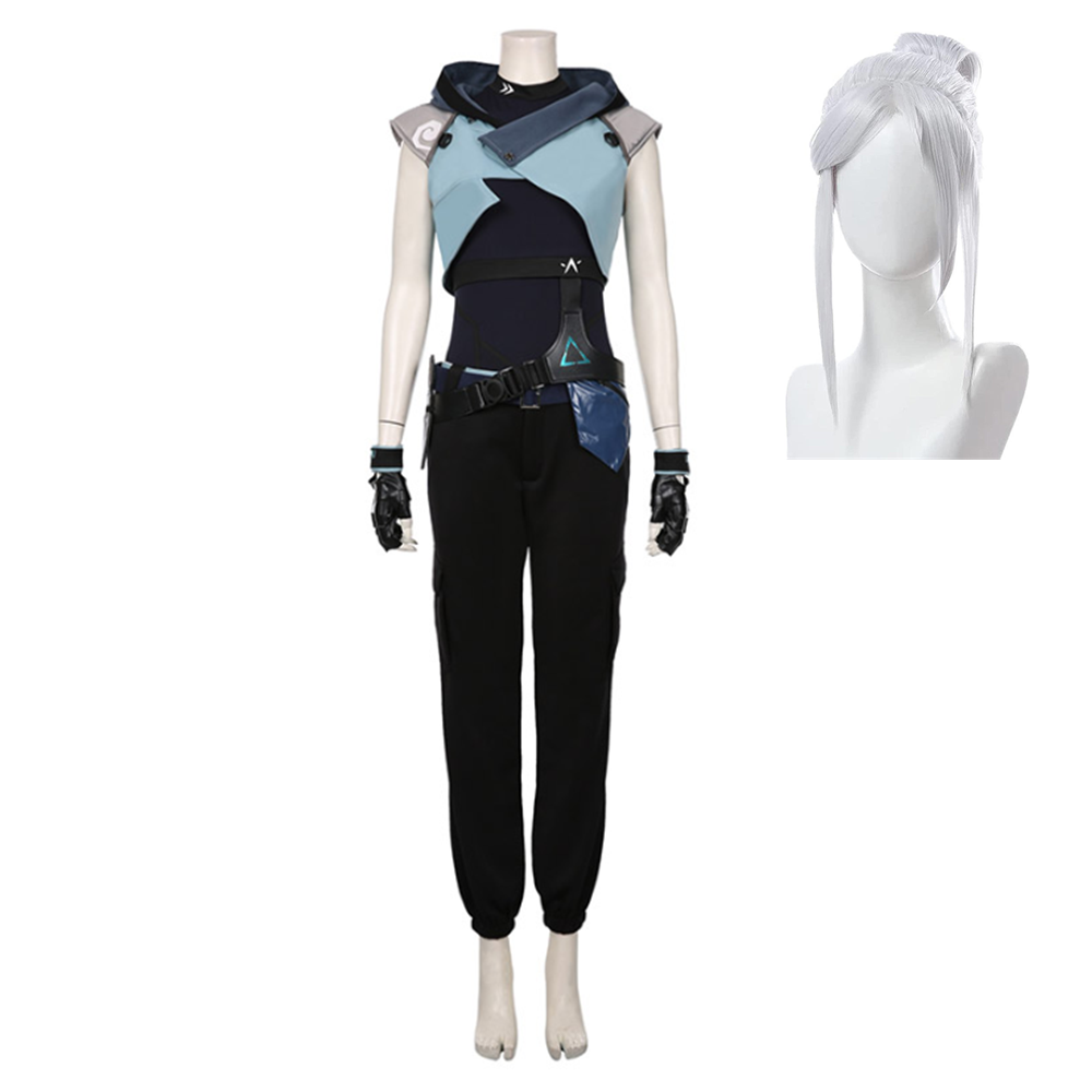 Game Valorant Jett Blue Jumpsuit Outfit Cosplay Costume Halloween Carnival Suit