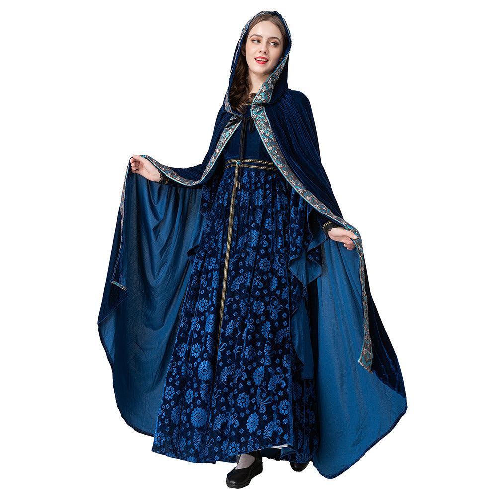 Medieval Halloween Costume Court Witch Cape and Shawl