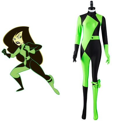 TV Series Kim Possible Shego Cosplay Costume Adult Jumpsuit Outfits Halloween Carnival Suit