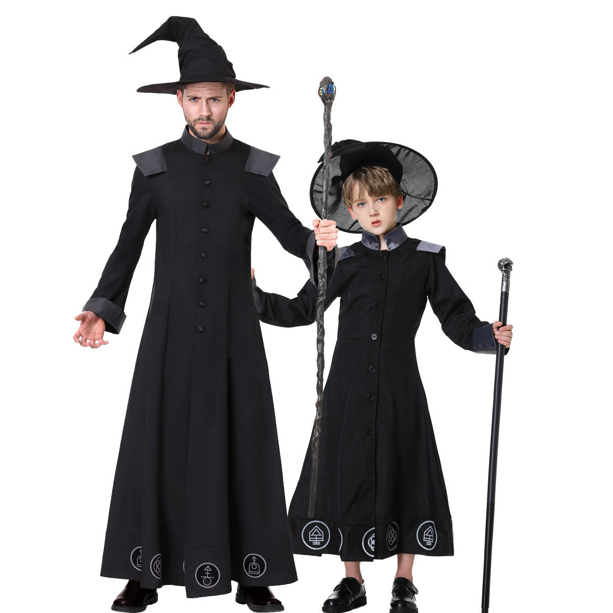 Halloween Parent-Child Group Witch Wizard Black Magic Performance Cosplay Costumes