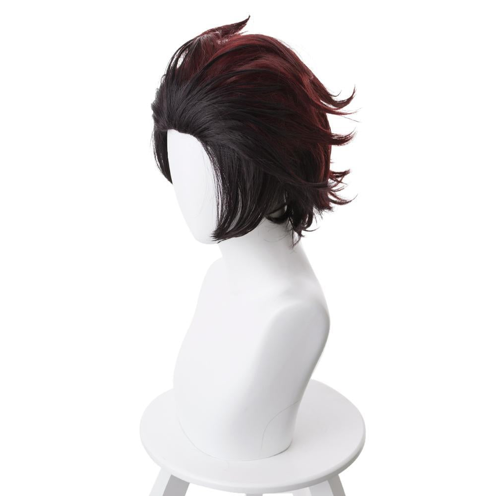 Anime Demon Slayer Tanjirou Wig Outfit Cosplay Halloween Carnival Props