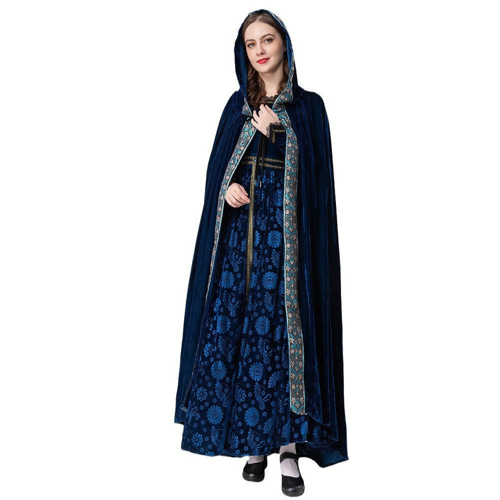 Medieval Halloween Costume Court Witch Cape and Shawl