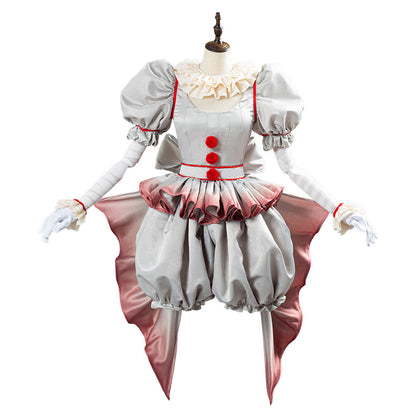 Movie Pennywise Cosplay Costume Horror Pennywise The Clown Costume Outfit for Women Girls Halloween Carnival