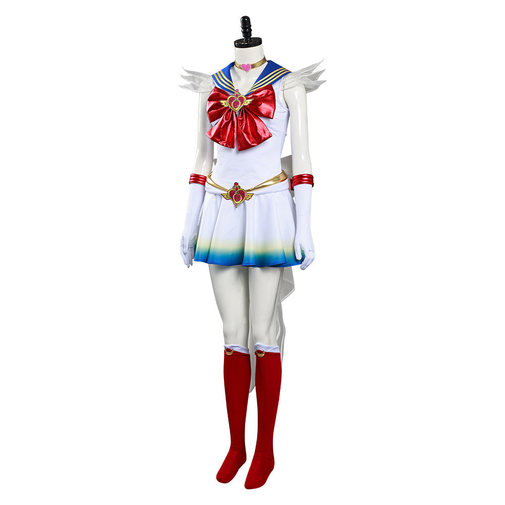 Anime Sailor Moon Eternal Tsukino Usagi White Dress Outfits Halloween Carnival Suit Cosplay Costume