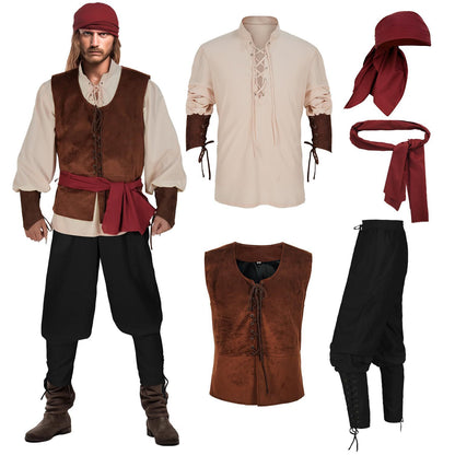 Medieval Renaissance Pirates Of The Caribbean Vest Halloween Pirate Costume