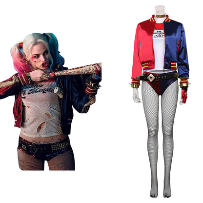 Movie Suicide Squad T-shirt Pants Outfit Harleen Quinzel/Harley Quinn Halloween Carnival Suit Cosplay Costume