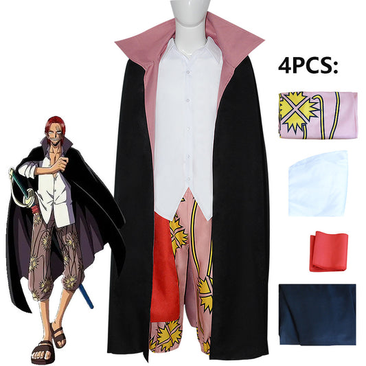 Anime One Piece Red Hair Shanks Costume Halloween Cosplay Clothes