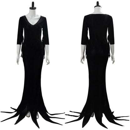 TV Series The Addams Family Morticia Black Dress Cosplay Costume Outfit Halloweem Suit