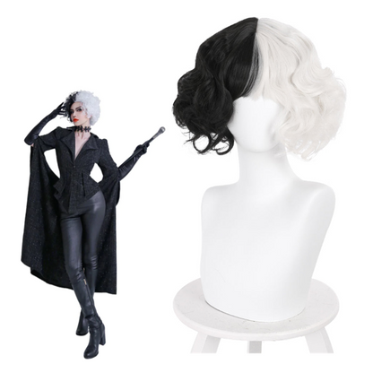 Movie Cruella de Vil Cosplay Wig Heat Resistant Synthetic Hair