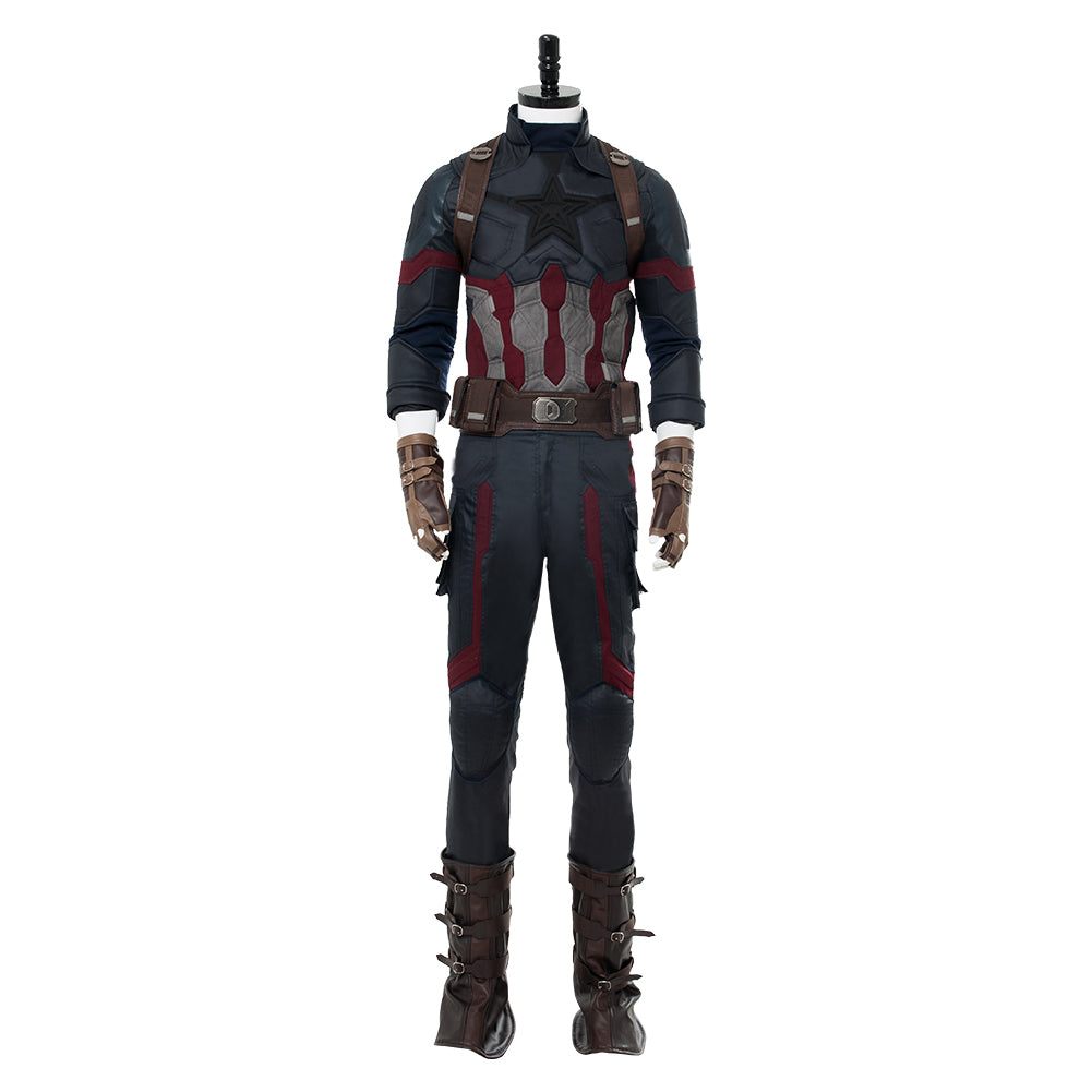 Movie Avengers 3 : Infinity War Captain America Steven Rogers Outfit Uniform Suit Cosplay Costume NEW