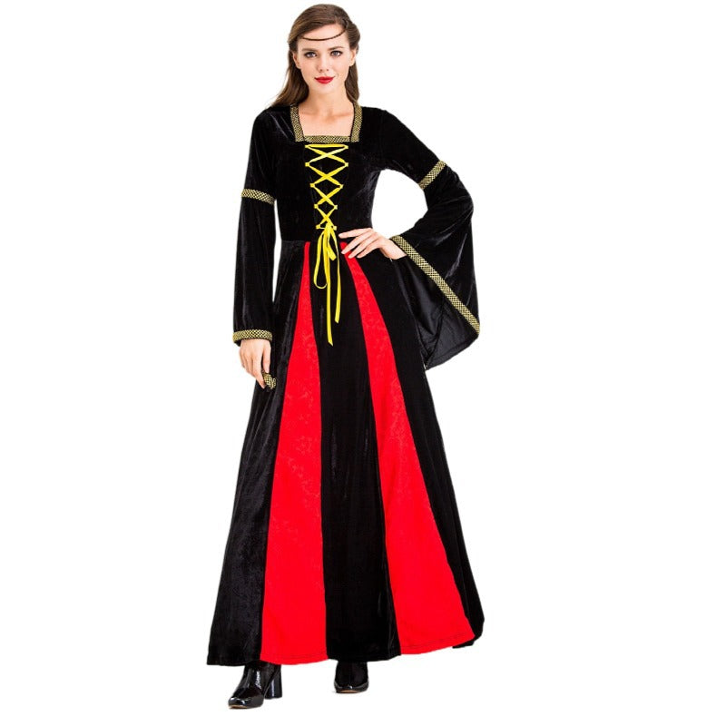 Medieval European Retro Flannel Court Dress Queen Cosplay Stage Costume