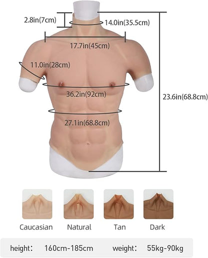 Realistic Silicone Muscle Body Suit with Zipper – Regular Size