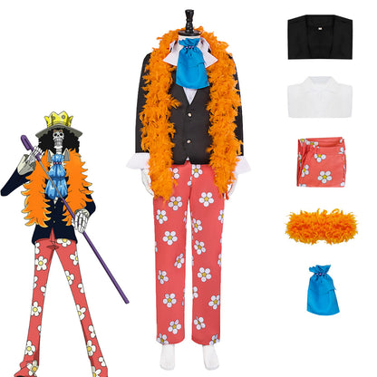 Anime One Piece Brook Cos Costume Halloween Party Cosplay Cloth