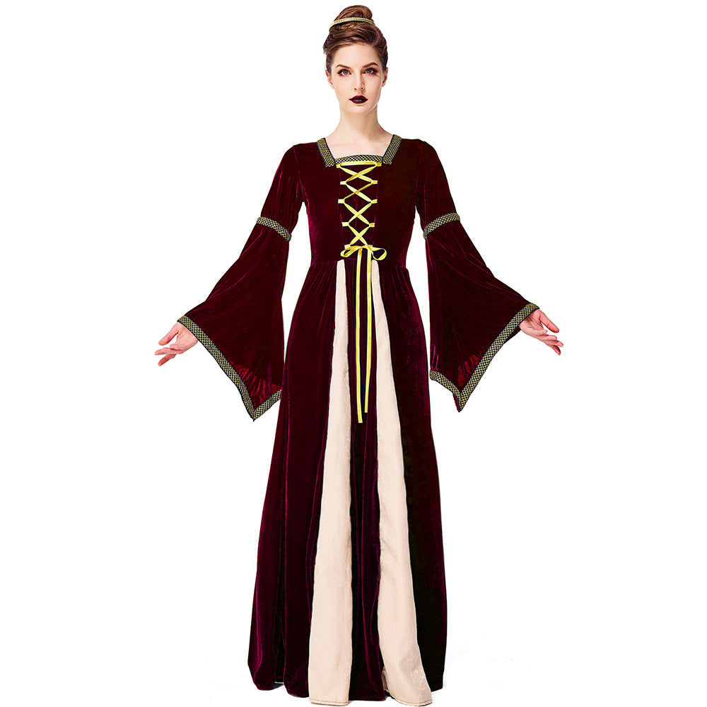 Medieval Court Velvet Long Dress Halloween Costume