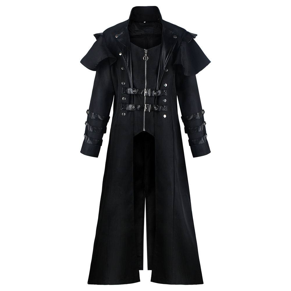 Medieval Renaissance Plus Size Punk Coat Vintage Long Slit Coat