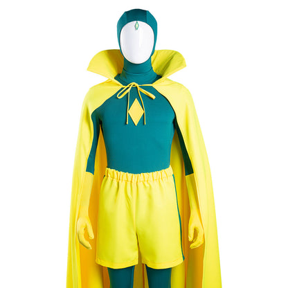 TV Wanda Vision Vision Jumpsuit Cloak Outfit Vision Halloween Carnival Suit Cosplay Costume