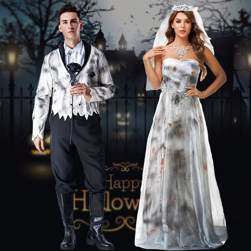 Halloween Bloody Spiritual Love Couple Costume Ink Blooming Vampire Cosplay Costume