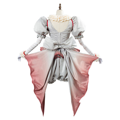 Movie Pennywise Cosplay Costume Horror Pennywise The Clown Costume Outfit for Women Girls Halloween Carnival