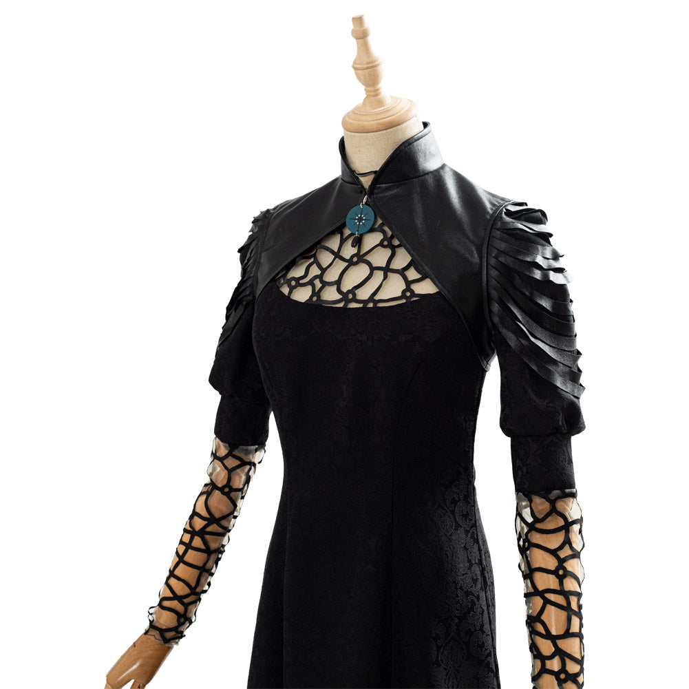 TV Series The Witcher Yennefer Black Long Dress Outfit Cosplay Costume Halloween Carnival Suit