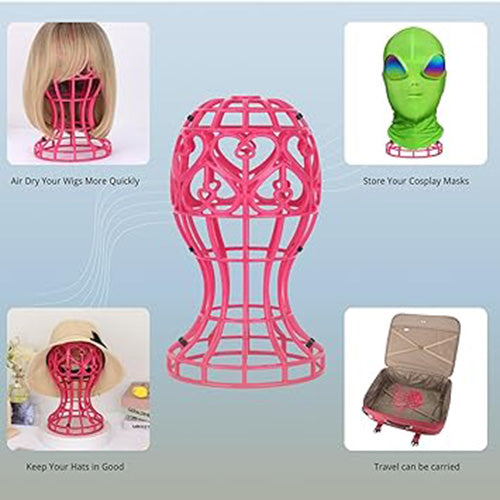 Wig Stand-Heart-Shaped Wig Head Stand to Support Short Wigs and Masks