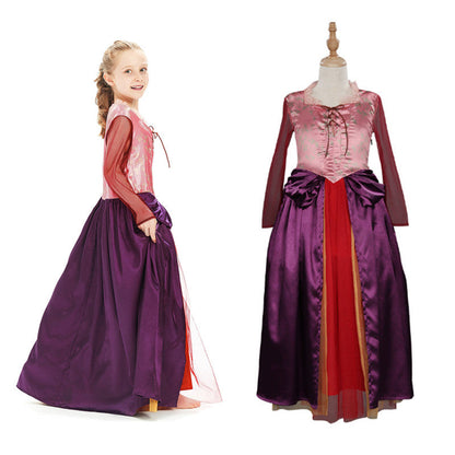 Movie Hocus Pocus - Sarah Sanderson Cosplay Costume Dress Outfits Kids Girls Halloween Carnival Suit