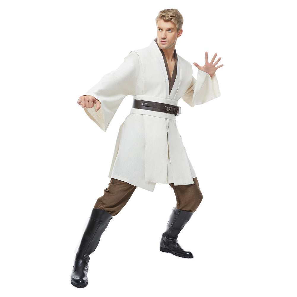 Movie Star Wars Kenobi Jedi TUNIC White Cosplay Costume Halloween Carnival Suit