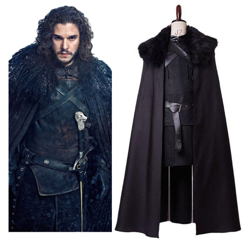 TV Series Game of Thrones Jon Snow Night's Watch Outfit Cosplay Costume Halloween Carnival Suit