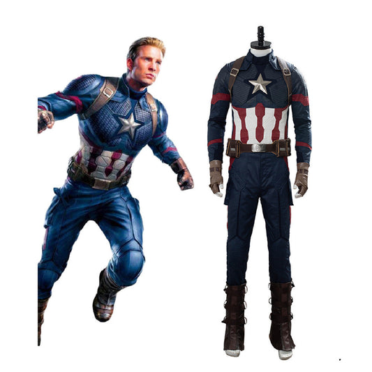 Movie Avengers 4: Endgame Steve Rogers Captain America Cosplay Costume Halloween Carnival Suit