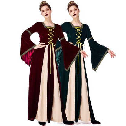 Medieval Court Velvet Long Dress Halloween Costume