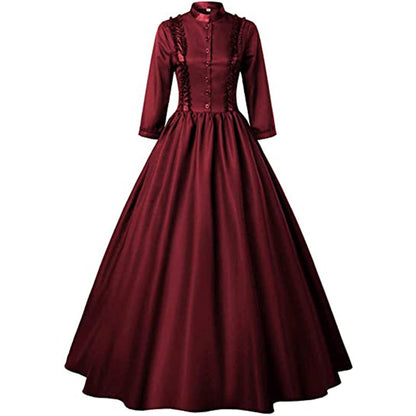 Medieval Gothic Victorian Era High-Waisted Large Flared Dress