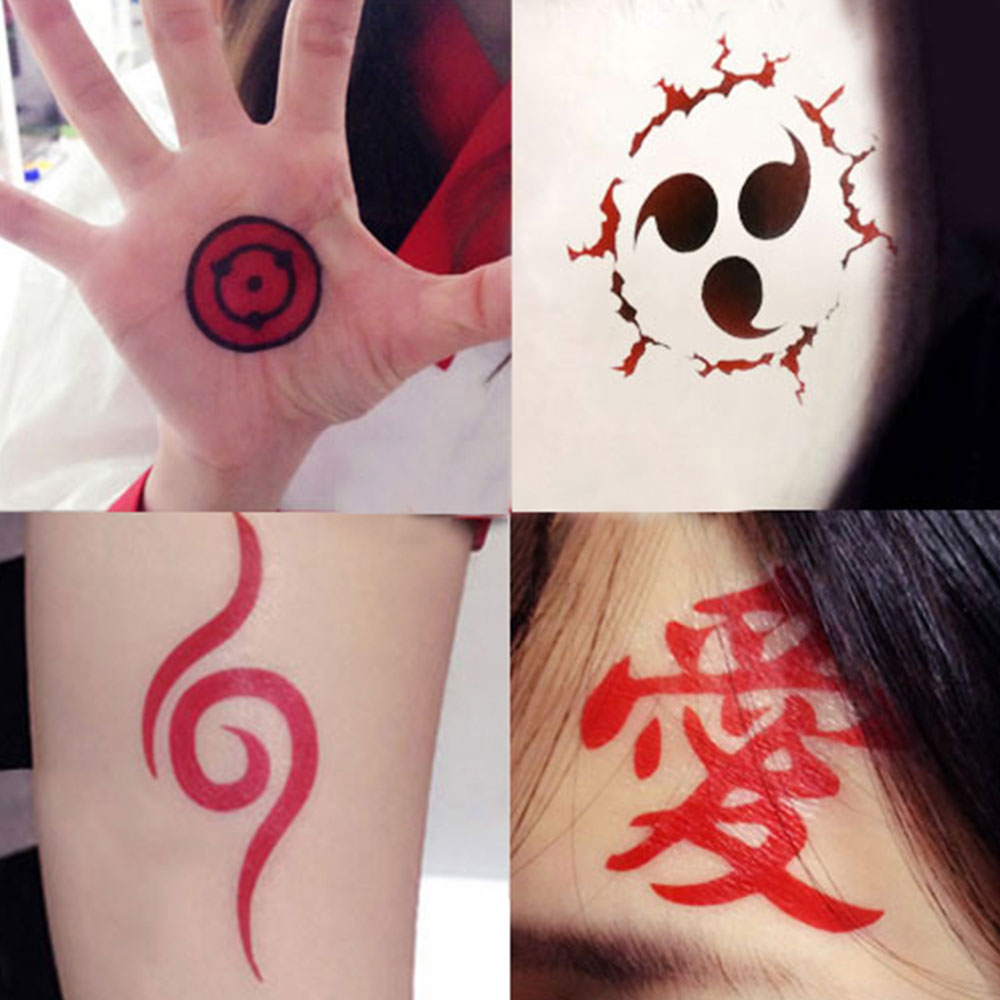 Hatake Kakashi Anbu Gaara Uzumaki Naruto Konoha Uchiha Sasuke from Naruto Halloween Tattoo Stickers Cosplay Accessory Prop