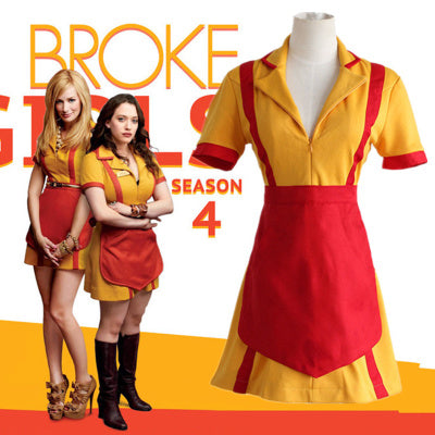 TV Series Broke Girls Max Caroline Waiter Uniform Dress Cosplay Costume