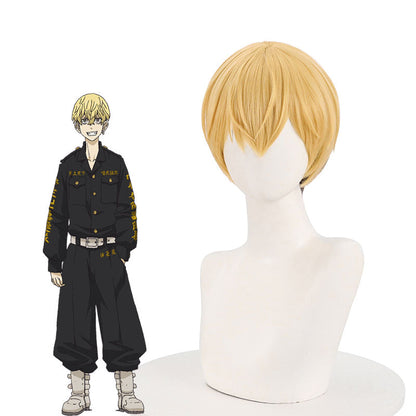 Anime Tokyo Revengers Chifuyu Matsuno Yellow Gradient Black Bangs Short  Cosplay Wigs