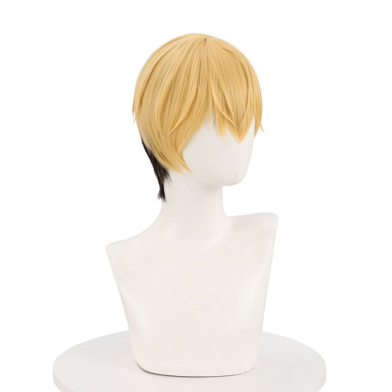 Anime Tokyo Revengers Chifuyu Matsuno Yellow Gradient Black Bangs Short  Cosplay Wigs