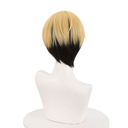 Anime Tokyo Revengers Chifuyu Matsuno Yellow Gradient Black Bangs Short  Cosplay Wigs