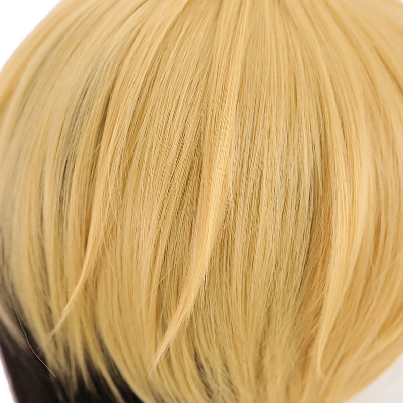 Anime Tokyo Revengers Chifuyu Matsuno Yellow Gradient Black Bangs Short  Cosplay Wigs