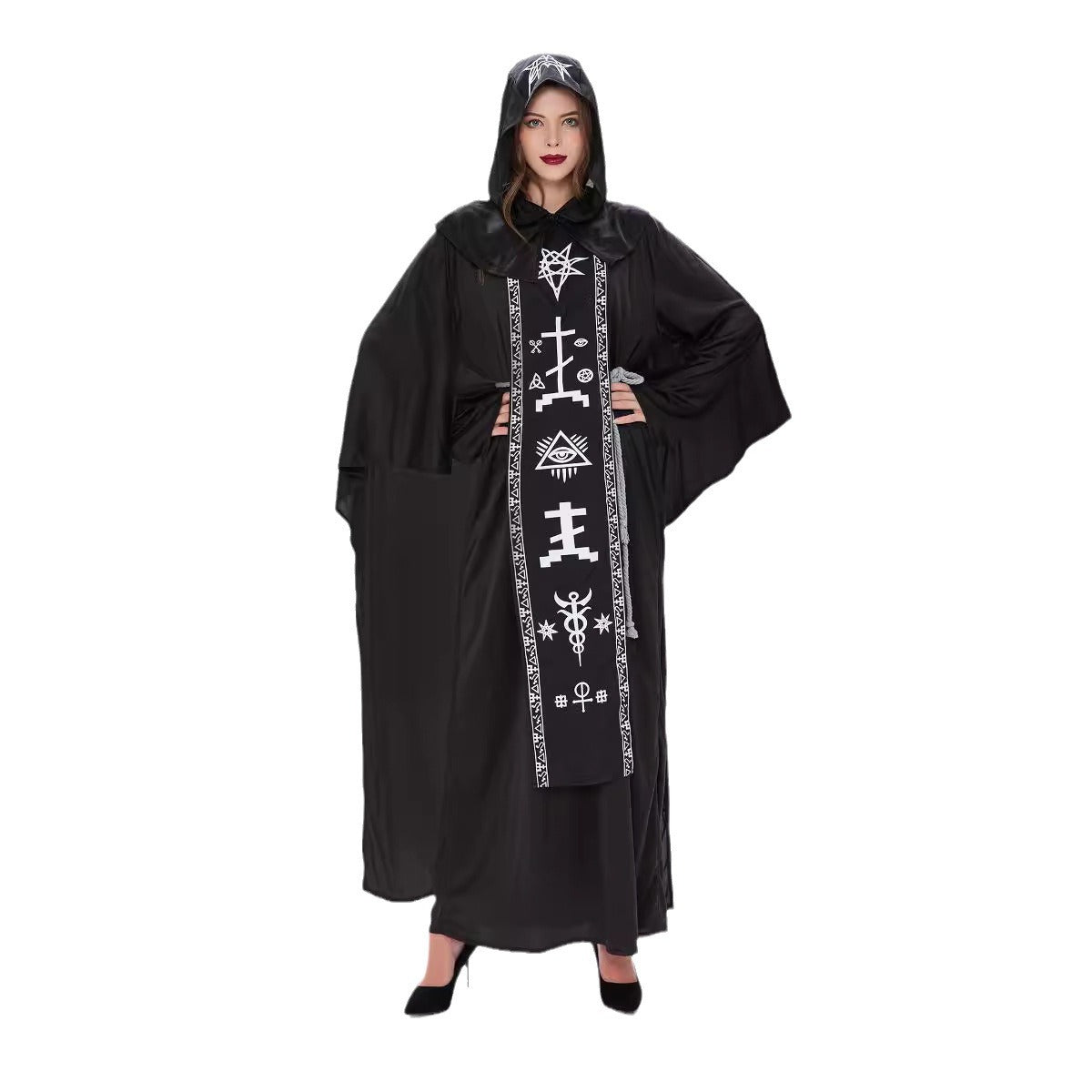 Medieval Black Pope Robe Costume Cosplay Theme Party Stage Costume