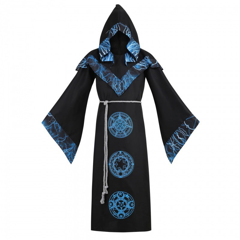 Medieval Wizard Cloak Retro Hooded Robe Halloween Costumes