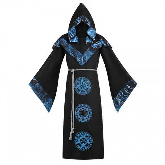 Medieval Wizard Cloak Retro Hooded Robe Halloween Costumes