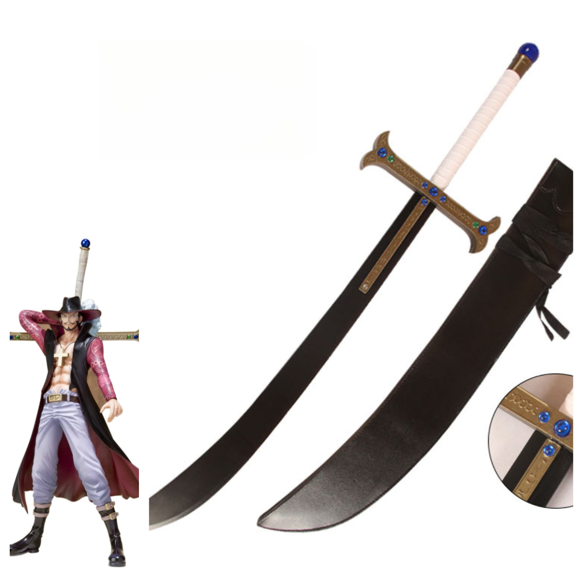 Anime One Piece Dracule Mihawk Cosplay Props Weapons Bamboo Unsharpened Sword 120cm