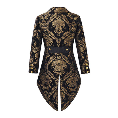 Medieval Men's Steampunk Swallowtail Baroque Patterns Jacket Gothic Court Evening Suit